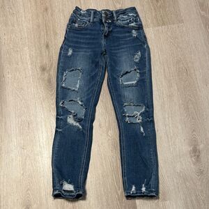 Bridge by Gly Distressed Mid Rise Stretchy Ankle Denim Jeans Sz 23